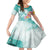 Polynesian Women's Day Wahine Family Matching Off Shoulder Short Dress and Hawaiian Shirt Plumeria Marble Glaze - Teal LT7 Daughter's Dress Teal - Polynesian Pride