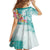 Polynesian Women's Day Wahine Family Matching Off Shoulder Short Dress and Hawaiian Shirt Plumeria Marble Glaze - Teal LT7 - Polynesian Pride