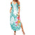 Polynesian Women's Day Wahine Family Matching Summer Maxi Dress and Hawaiian Shirt Plumeria Marble Glaze - Teal LT7 Mom's Dress Teal - Polynesian Pride