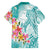 Polynesian Women's Day Wahine Hawaiian Shirt Plumeria Marble Glaze - Teal LT7 - Polynesian Pride