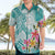 Polynesian Women's Day Wahine Hawaiian Shirt Plumeria Marble Glaze - Teal LT7 - Polynesian Pride