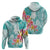 Polynesian Women's Day Wahine Hoodie Plumeria Marble Glaze - Teal LT7 - Polynesian Pride