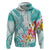 Polynesian Women's Day Wahine Hoodie Plumeria Marble Glaze - Teal LT7 Zip Hoodie Teal - Polynesian Pride