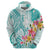 Polynesian Women's Day Wahine Hoodie Plumeria Marble Glaze - Teal LT7 - Polynesian Pride