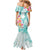 Polynesian Women's Day Wahine Mermaid Dress Plumeria Marble Glaze - Teal LT7 - Polynesian Pride