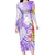 Polynesian Women's Day Wahine Family Matching Long Sleeve Bodycon Dress and Hawaiian Shirt Plumeria Marble Glaze - Purple LT7 Mom's Dress Purple - Polynesian Pride