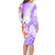 Polynesian Women's Day Wahine Family Matching Long Sleeve Bodycon Dress and Hawaiian Shirt Plumeria Marble Glaze - Purple LT7 - Polynesian Pride