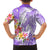 Polynesian Women's Day Wahine Family Matching Off Shoulder Long Sleeve Dress and Hawaiian Shirt Plumeria Marble Glaze - Purple LT7 - Polynesian Pride