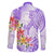 Polynesian Women's Day Wahine Family Matching Off Shoulder Long Sleeve Dress and Hawaiian Shirt Plumeria Marble Glaze - Purple LT7 - Polynesian Pride