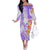 Polynesian Women's Day Wahine Family Matching Off Shoulder Long Sleeve Dress and Hawaiian Shirt Plumeria Marble Glaze - Purple LT7 Mom's Dress Purple - Polynesian Pride