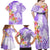 Polynesian Women's Day Wahine Family Matching Off Shoulder Maxi Dress and Hawaiian Shirt Plumeria Marble Glaze - Purple LT7 - Polynesian Pride