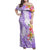 Polynesian Women's Day Wahine Family Matching Off Shoulder Maxi Dress and Hawaiian Shirt Plumeria Marble Glaze - Purple LT7 Mom's Dress Purple - Polynesian Pride