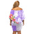 Polynesian Women's Day Wahine Family Matching Off Shoulder Short Dress and Hawaiian Shirt Plumeria Marble Glaze - Purple LT7 - Polynesian Pride