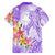 Polynesian Women's Day Wahine Family Matching Short Sleeve Bodycon Dress and Hawaiian Shirt Plumeria Marble Glaze - Purple LT7 - Polynesian Pride