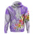 Polynesian Women's Day Wahine Hoodie Plumeria Marble Glaze - Purple LT7 Zip Hoodie Purple - Polynesian Pride