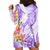 Polynesian Women's Day Wahine Hoodie Dress Plumeria Marble Glaze - Purple LT7 - Polynesian Pride