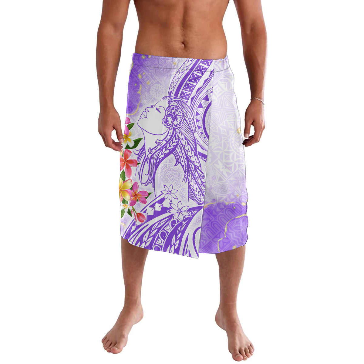 Polynesian Women's Day Wahine Lavalava Plumeria Marble Glaze - Purple LT7 Purple - Polynesian Pride