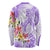 Polynesian Women's Day Wahine Long Sleeve Shirt Plumeria Marble Glaze - Purple LT7 - Polynesian Pride