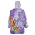 Polynesian Women's Day Wahine Wearable Blanket Hoodie Plumeria Marble Glaze - Purple LT7 - Polynesian Pride