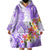 Polynesian Women's Day Wahine Wearable Blanket Hoodie Plumeria Marble Glaze - Purple LT7 - Polynesian Pride