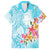 Polynesian Women's Day Wahine Family Matching Long Sleeve Bodycon Dress and Hawaiian Shirt Plumeria Marble Glaze - Turquoise LT7 Dad's Shirt - Short Sleeve Turquoise - Polynesian Pride