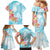 Polynesian Women's Day Wahine Family Matching Mermaid Dress and Hawaiian Shirt Plumeria Marble Glaze - Turquoise LT7 - Polynesian Pride