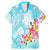 Polynesian Women's Day Wahine Family Matching Mermaid Dress and Hawaiian Shirt Plumeria Marble Glaze - Turquoise LT7 Dad's Shirt - Short Sleeve Turquoise - Polynesian Pride