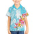 Polynesian Women's Day Wahine Family Matching Short Sleeve Bodycon Dress and Hawaiian Shirt Plumeria Marble Glaze - Turquoise LT7 Son's Shirt Turquoise - Polynesian Pride