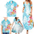 Polynesian Women's Day Wahine Family Matching Summer Maxi Dress and Hawaiian Shirt Plumeria Marble Glaze - Turquoise LT7 - Polynesian Pride