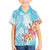 Polynesian Women's Day Wahine Family Matching Summer Maxi Dress and Hawaiian Shirt Plumeria Marble Glaze - Turquoise LT7 Son's Shirt Turquoise - Polynesian Pride