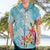 Polynesian Women's Day Wahine Hawaiian Shirt Plumeria Marble Glaze - Turquoise LT7 - Polynesian Pride