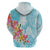 Polynesian Women's Day Wahine Hoodie Plumeria Marble Glaze - Turquoise LT7 - Polynesian Pride