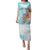 Polynesian Women's Day Wahine Puletasi Plumeria Marble Glaze - Turquoise LT7 Long Dress Turquoise - Polynesian Pride