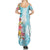 Polynesian Women's Day Wahine Summer Maxi Dress Plumeria Marble Glaze - Turquoise LT7 - Polynesian Pride