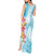 Polynesian Women's Day Wahine Tank Maxi Dress Plumeria Marble Glaze - Turquoise LT7 - Polynesian Pride