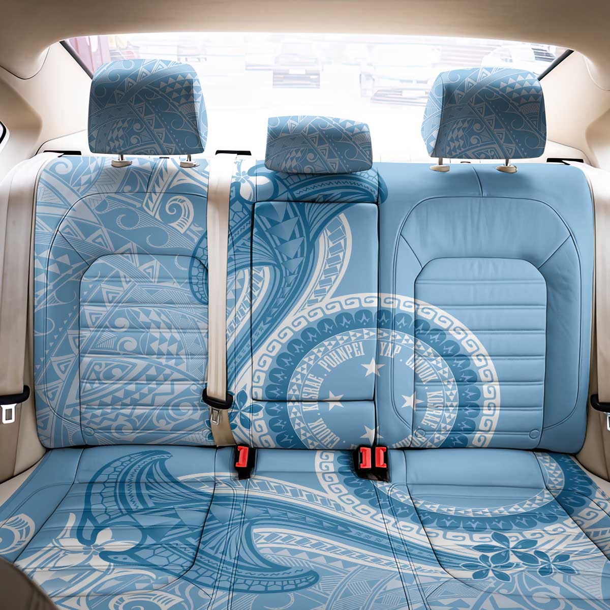 Micronesia FSM Back Car Seat Cover Shark and Manta Classic Style LT7 - Polynesian Pride