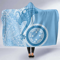 Micronesia FSM Hooded Blanket Shark and Manta Classic Style LT7 One Size Turquoise - Polynesian Pride