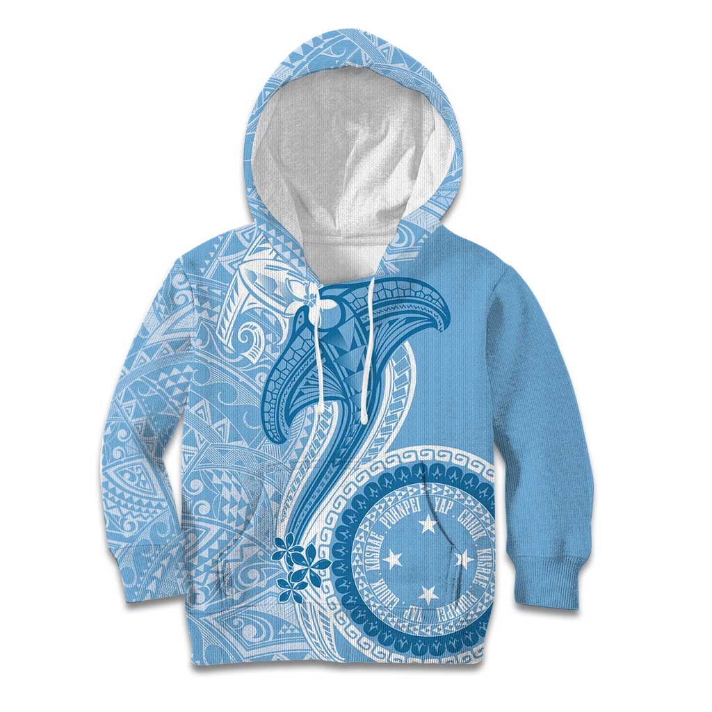 Micronesia FSM Kid Hoodie Shark and Manta Classic Style LT7 Hoodie Turquoise - Polynesian Pride