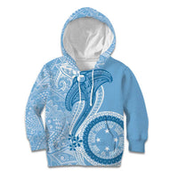 Micronesia FSM Kid Hoodie Shark and Manta Classic Style LT7 Hoodie Turquoise - Polynesian Pride