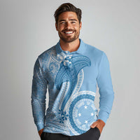 Micronesia FSM Long Sleeve Polo Shirt Shark and Manta Classic Style LT7 - Polynesian Pride