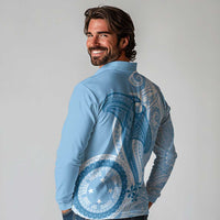 Micronesia FSM Long Sleeve Polo Shirt Shark and Manta Classic Style LT7 - Polynesian Pride
