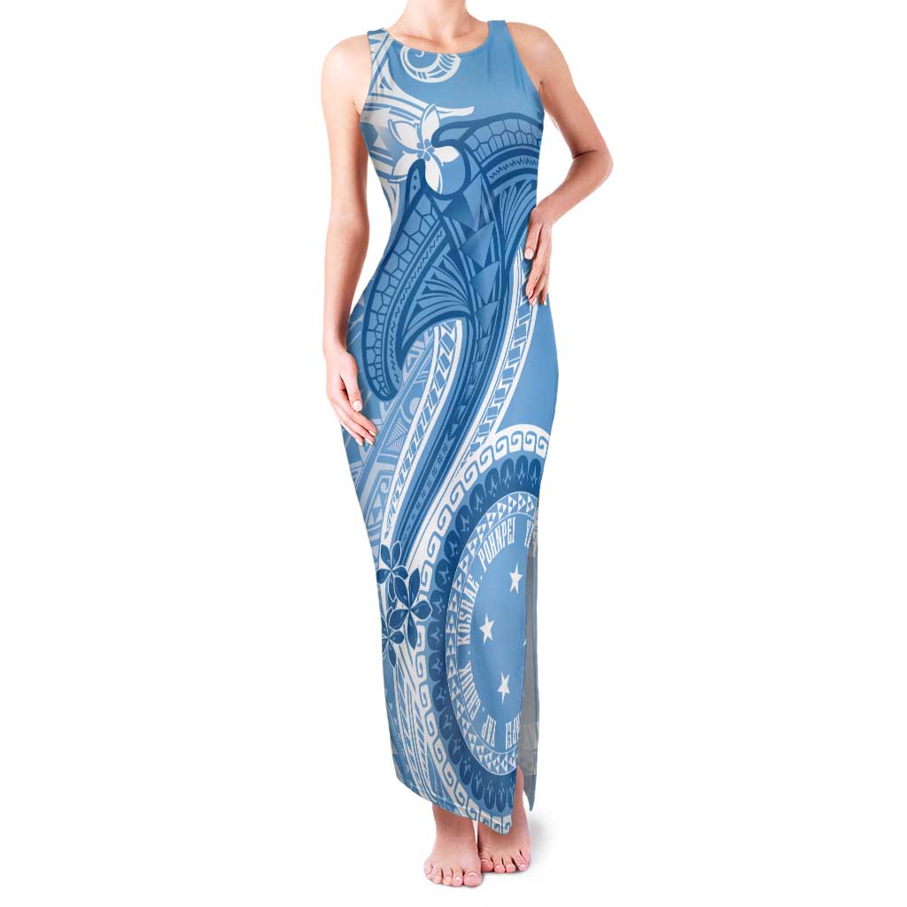 Micronesia FSM Tank Maxi Dress Shark and Manta Classic Style LT7 Women Turquoise - Polynesian Pride