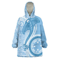 Micronesia FSM Wearable Blanket Hoodie Shark and Manta Classic Style LT7 One Size Turquoise - Polynesian Pride