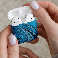 Pasifika Women's Day - Samoa Siapo Malu Tattoo Inspired AirPods Case Turquoise LT7 - Polynesian Pride