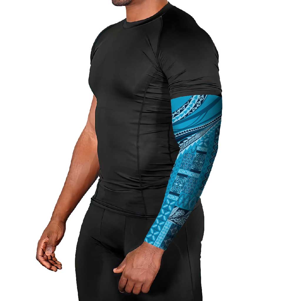 Pasifika Women's Day - Samoa Siapo Malu Tattoo Inspired Arm Sleeves Turquoise LT7 - Polynesian Pride