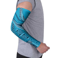 Pasifika Women's Day - Samoa Siapo Malu Tattoo Inspired Arm Sleeves Turquoise LT7 - Polynesian Pride