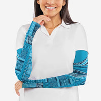 Pasifika Women's Day - Samoa Siapo Malu Tattoo Inspired Arm Sleeves Turquoise LT7 - Polynesian Pride