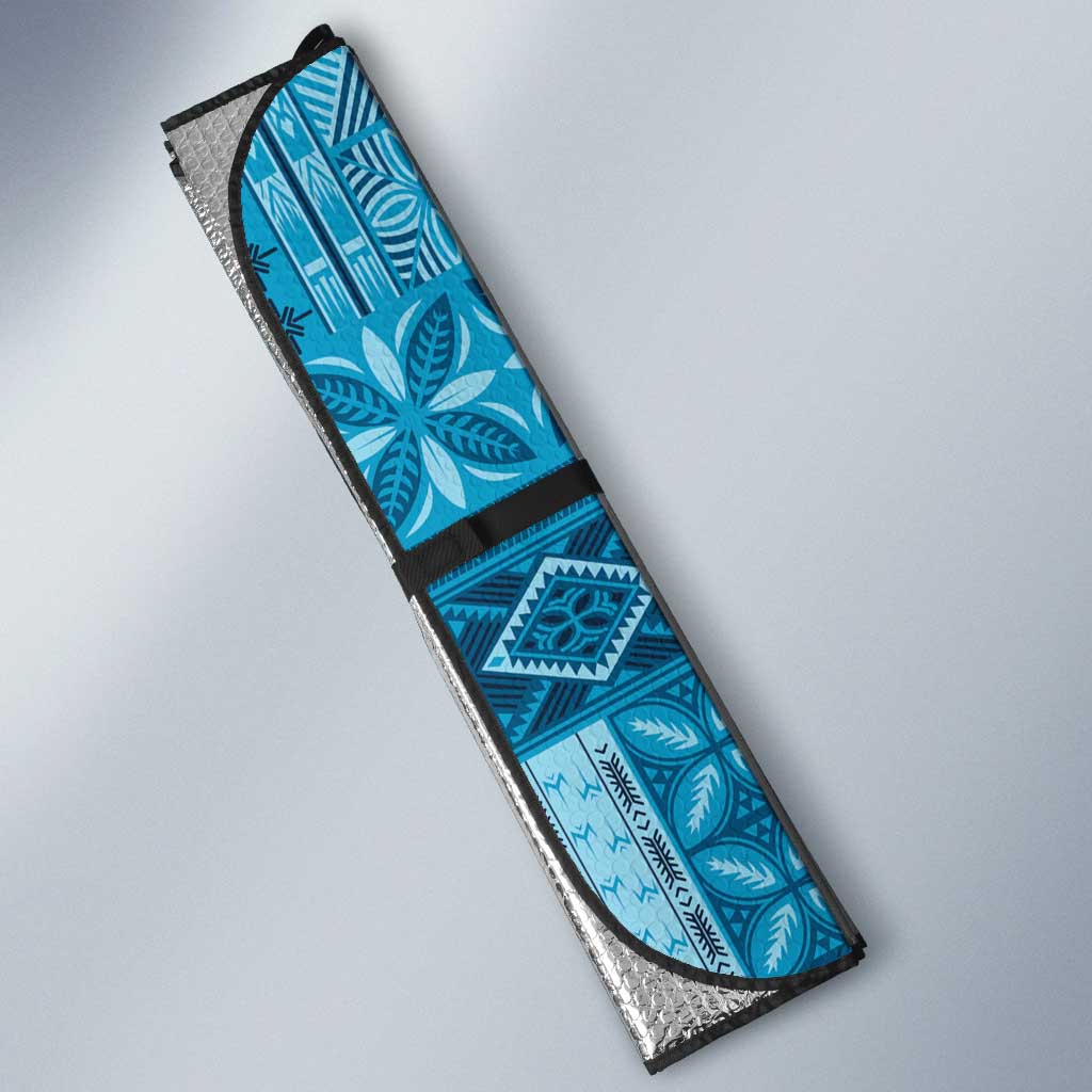 Pasifika Women's Day - Samoa Siapo Malu Tattoo Inspired Auto Sun Shade Turquoise LT7 - Polynesian Pride