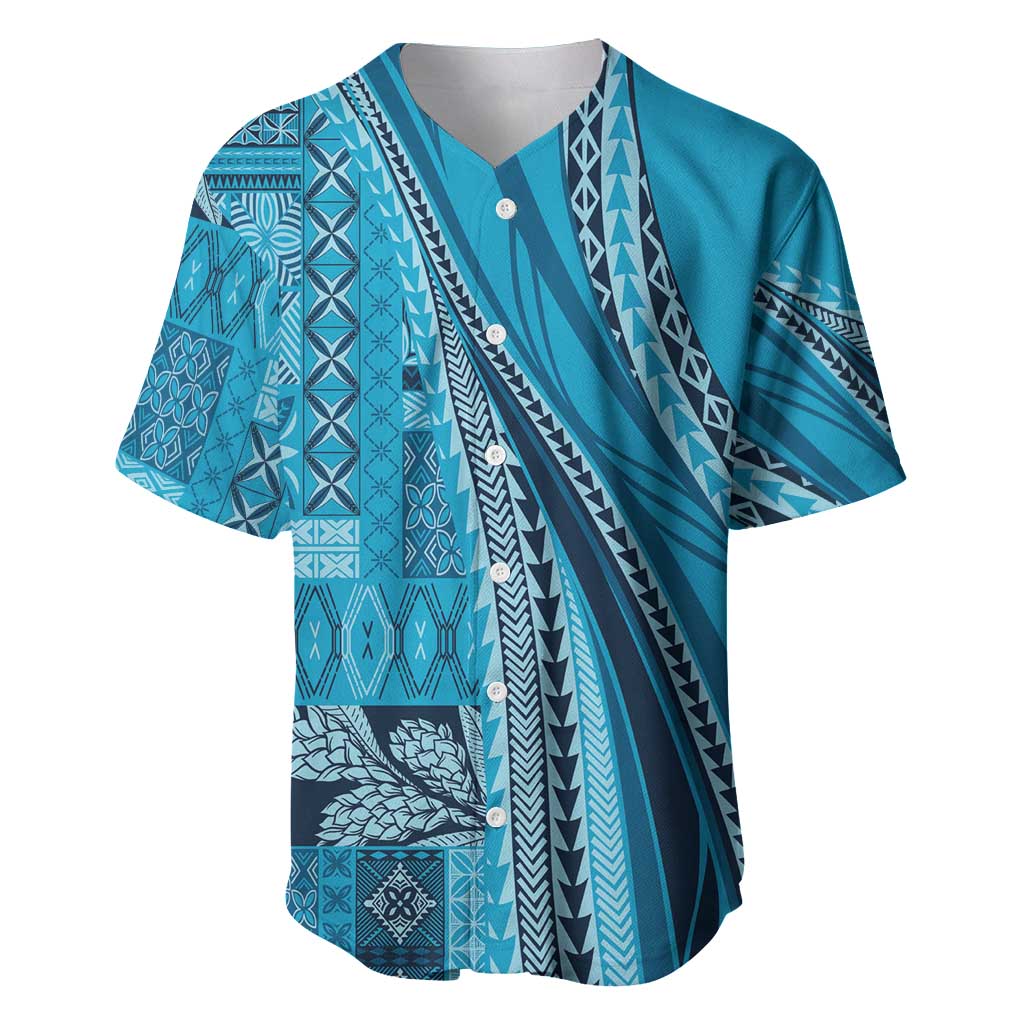 Pasifika Women's Day - Samoa Siapo Malu Tattoo Inspired Baseball Jersey Turquoise LT7 Turquoise - Polynesian Pride