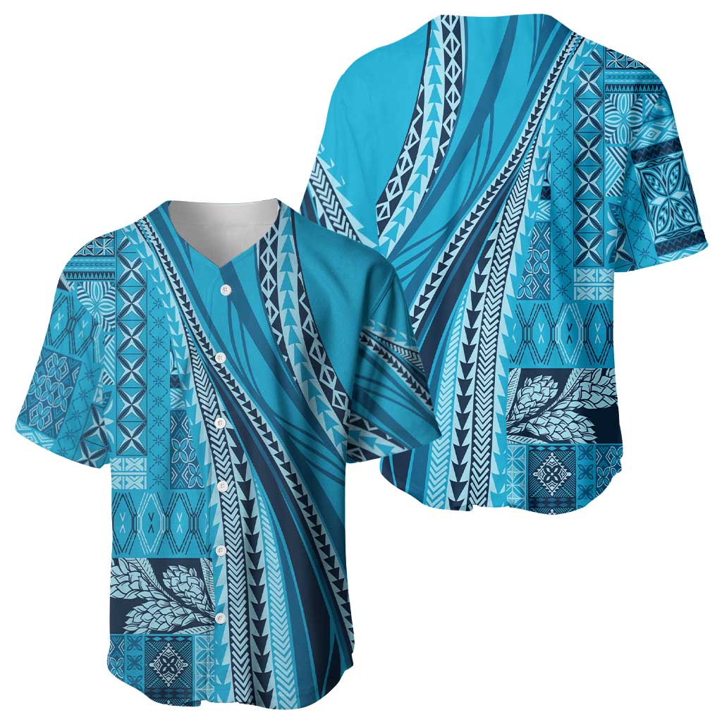 Pasifika Women's Day - Samoa Siapo Malu Tattoo Inspired Baseball Jersey Turquoise LT7 - Polynesian Pride